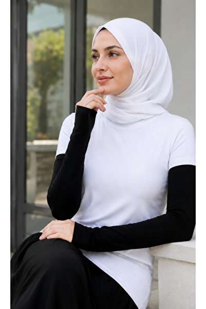 FİT1BEDEN Practical Non-Slip Hijab Sleeves Plain Black Prayer Sleeves