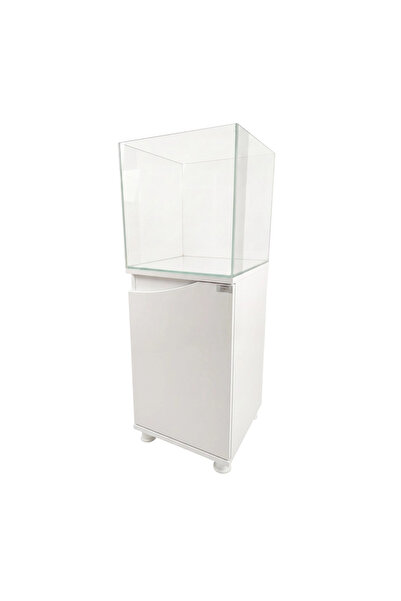 Kanki Pet 40 cm Ultra Clear Nano Flex Seri Mobilyalı Akvaryum Beyaz 64 Litre