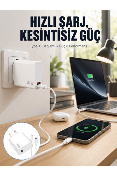 Techroid 67W Type-C Turbo Şarj Cihazı – Aşırı Akım ve Isı Koruması, Seyahat Uyumlu Yeni Nesil