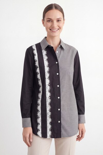 Puane Women's Lace Detailed Color Block Shirt