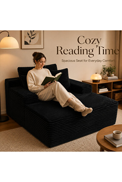 Generic Sofa, Durable Lightweight Ready Filled Lounge Chair with Soft Corduro...