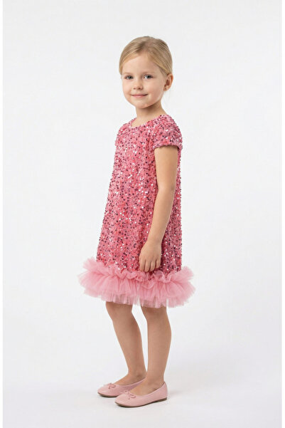 VeeShop Rochie Fetite de Ocazie cu Paiete Stralucitoare si Volane din Tul Mul...