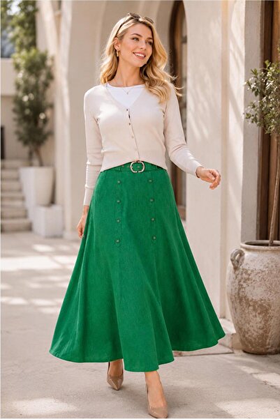 Alvina BELTED BUTTON DETAILED SKIRT 60335