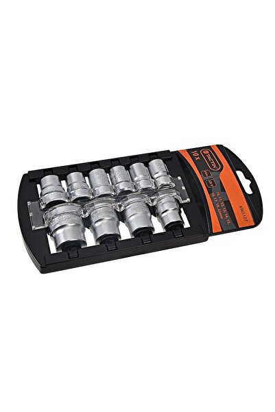 Tactix 365107 Καρυδάκια Εξάγωνα με Καρέ Υποδοχής 3/8 CR-V, σετ 10 τεμ