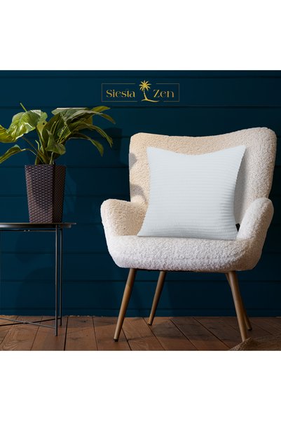 Siesta Zen Soft Filled Cushion with Seersucker Elegant Stripe Removeable Zipper Cover Decorative Throw Cushion Pillow for Sofa, Bed & Chairs Home Décor Cushion