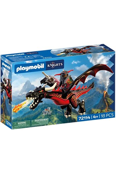 Playmobil Μαύρος Δράκος και Ιππότης (72114)
