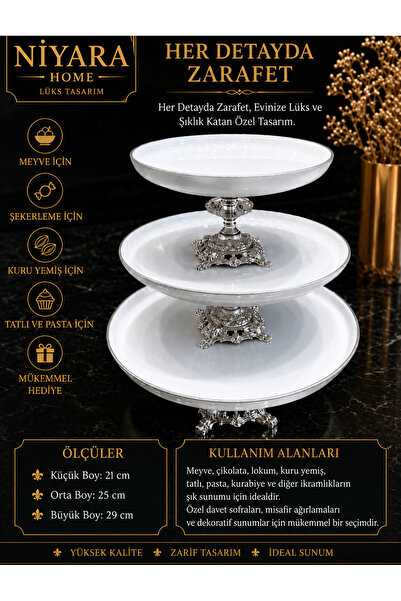 Niyara home 3-Piece Silver Porcelain Set Small Size: 21 cm *E Medium Size: 25...