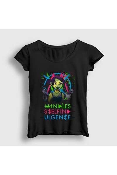 Presmono Tricou negru pentru femei Frankenstein Girls Mindless Self Indulgenc...
