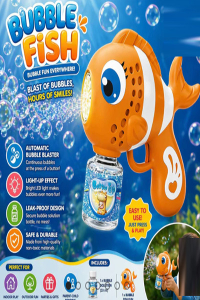 Pofika Pilli Işıklı Palyaço Balık Köpük Tabancası Otomatik Baloncuk Makinesi ...