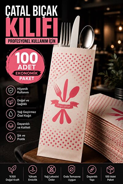 Mink Print Co LWC Çatal Kaşık Bıçak Kılıfı 100 Adet Hijyenik Tek Kullanımlık ...