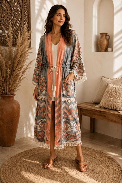 DİBA CONCEPT BOHEM DESENLİ KAFTAN
