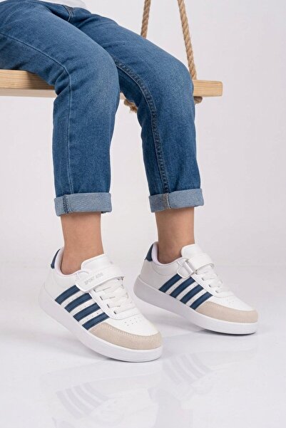 Lafonten White Blue Velcro Boys' Sports Shoes