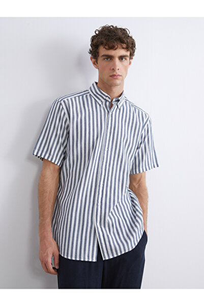 LC Waikiki Ozmarka New Season Regular Fit Short Sleeve Striped Men's Shirt