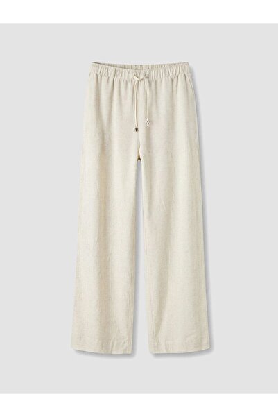 LC Waikiki Xside Beige Women's Linen Blended Pants with Elastic Waist