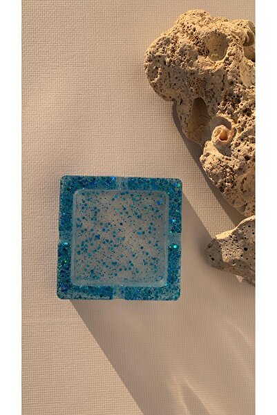 MISS GOLDEN Transparent Colorful Blue Glitter and Shimmer Decorated Square Sh...