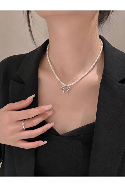 EMKSHOP Pearl Shine Detailed Vip Elegance Necklace