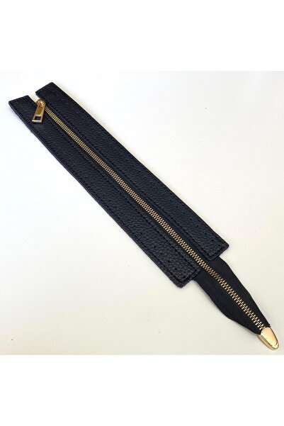 knitme Dikilebilir Çanta Fermuarı Çanta Örgü Malzemesi 6 x 30 Cm Siyah - Altın