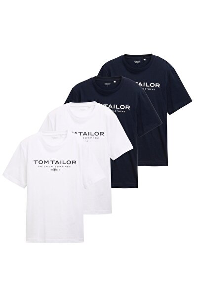 Tom Tailor Herren T-Shirt, 4er-Pack - T-Shirt mit Aufdruck, Rundhals, Regular...