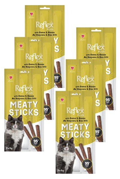 Reflex Plus Meaty Sticks Av Hayvanı ve Kaz Etli Kedi Ödül Çubuğu 3X5GR Altılı...