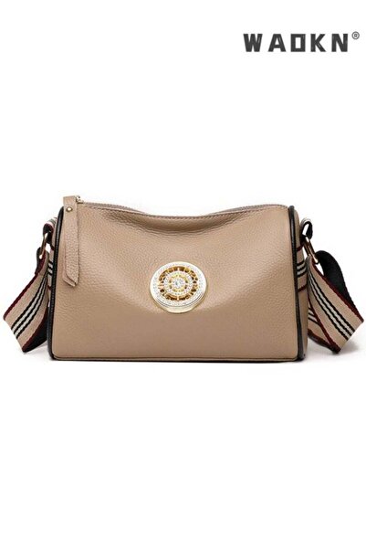 WAOKN Women's Genuine Leather New Simple and Fashionable Wide Shoulder Strap ...