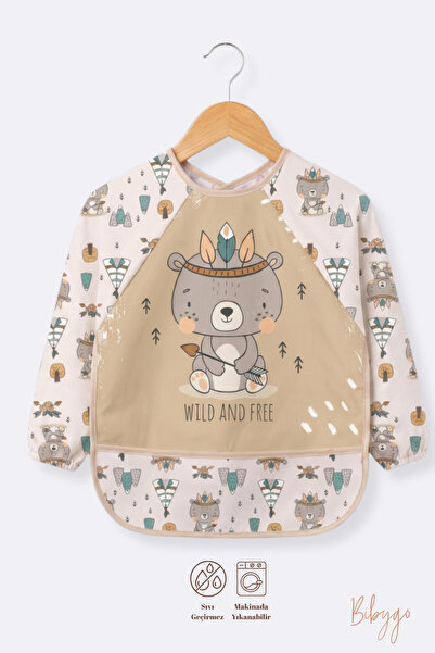 Bibygo Long Sleeve Waterproof Baby Food and Activity Bib with Pockets - Nativ...
