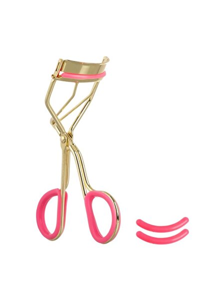 Generic Metallic Eyelash Curler in Gold & Fuchsia with 2 Refills