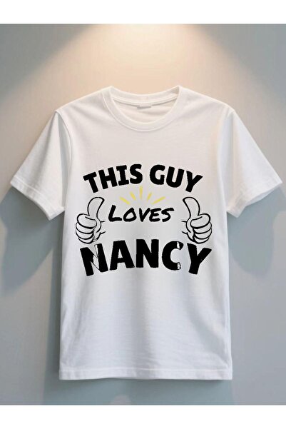 STITCHLY تي شيرت This Guy Loves Nancy أسود بتصميم إبهام مرفوع ونص، ملابس عصري...