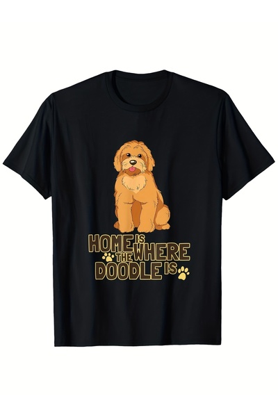 STITCHLY تي شيرت رجالي لمحبي الكلاب بتصميم جولدن دودل - تصميم طباعة ريترو بعب...