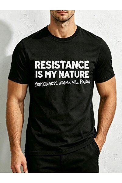 17 seramik تي شيرت رجالي بياقة دائرية من Resistance Is My Nature، تصميم فضفاض...
