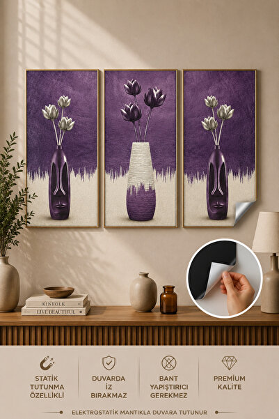 Elektrohold Statik Tutunma Özellikli Tablo - Poster Çiçek (Model- 11)