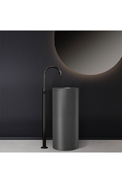 Karag 4609F Νιπτήρας επιδαπέδιος Gun Metal Ø37,5x85cm