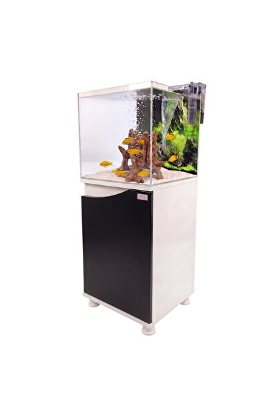 Kanki Pet 40x40x40 Nano Siyah Sehpalı Akvaryum Seti 6mm Ultra Clear Cam