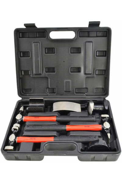 AwTools Set de 7 piese Metal Flyer, valiză neagră cu linii.
