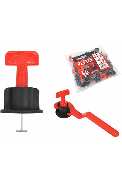 AwTools Sistem de nivelare a plăcilor ceramice 50 de piese + Cheie