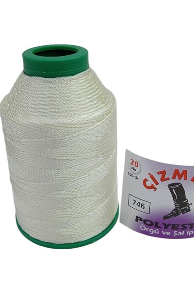 mavitekstil Çizmeli No.20 746 Krem Polyester Örgü ve Şal İpliği 100gr.