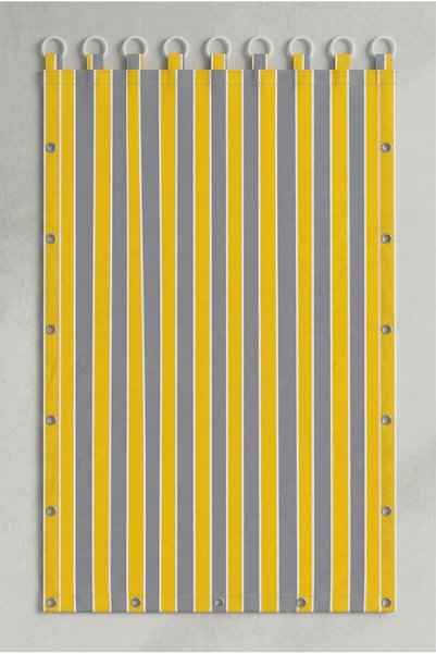 ceylan home Garden Tarpaulin with Top Rings and 3 Side Eyelets |   Balcony & Terrace Curtain |   Yellow - Gray