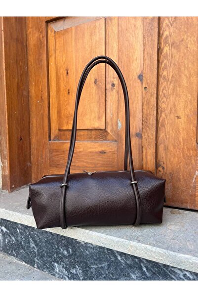 Barrel baget acı kahve omuz çantası