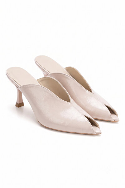 elvinshoes MIRENA bej rugan sivri burun terlik