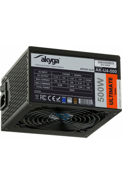 Akyga AK-U4-500 500W Negru Sursă de alimentare pentru calculator cu cabluri c...
