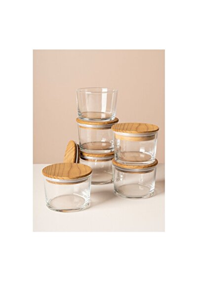 Empressco 6-Piece Glass Storage Container Set with Wooden Lids, 220 Cc, Styli...