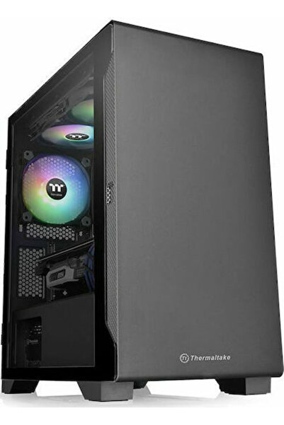 THERMALTAKE S100 Carcasă PC Micro Tower Gaming cu sticlă securizată, cu ferea...