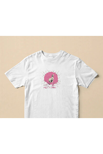 buzagi Run Rabbit Run Regular Unisex White T-Shirt