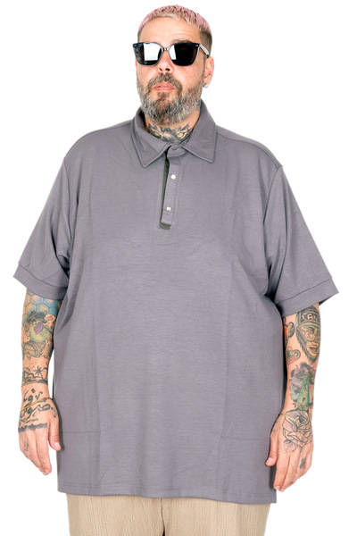 ModeXL Mode XL Large Size T-Shirt Polo Collar U26581 Fume