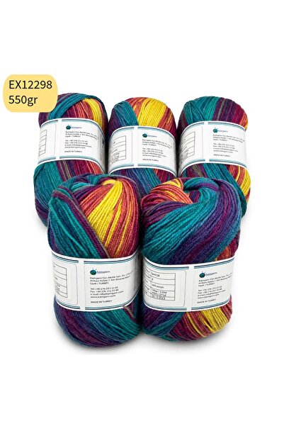 Oxford İplik İhraç Fazlası 5'li Paket 550 gr Akrilik Ebruli EX12298