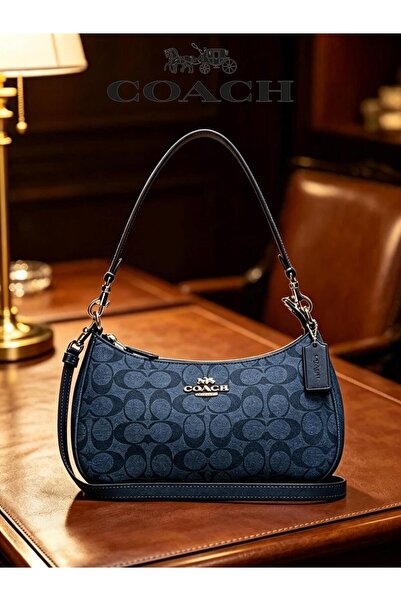 Coach New York Shoulder Bag for Women Denim Blue Crossbody bag Handbag Messag...