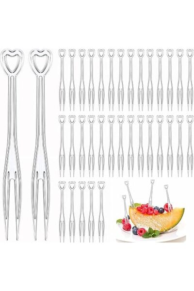 Arabest Disposable Mini Plastic Forks, 500 Pack, Clear Heart Shape, For Fruit...