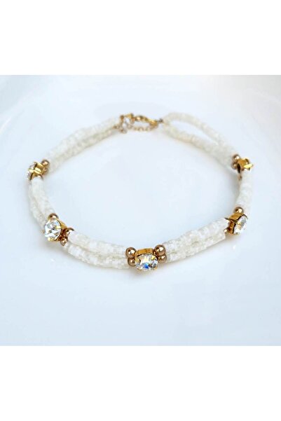 Handmade Τσόκερ Χρυσό+Λευκό
