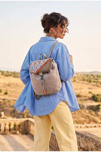 Ayşe Teyze'nin Çantaları Handmade Beige Women's Backpack
