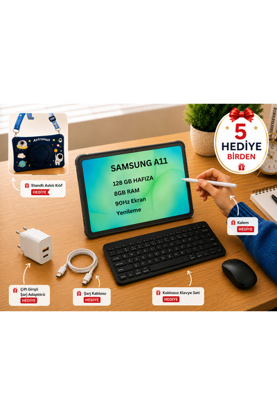 Samsung GALAXY TAB A11 8GB RAM 128GB HAFIZA android tablet 5 ürün hediye 8.7inç