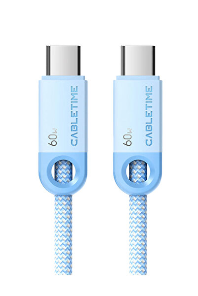 Cabletime καλώδιο USB-C CT-CM60-PBW, 60W PD, 480Mbps, 1m, μπλε